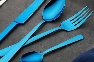 Blue beautiful stainless steel tableware (2)