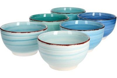 Handprint painted ceramic bowl set (3)