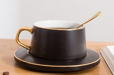 Pure black matte ceramic coffee cup (5)