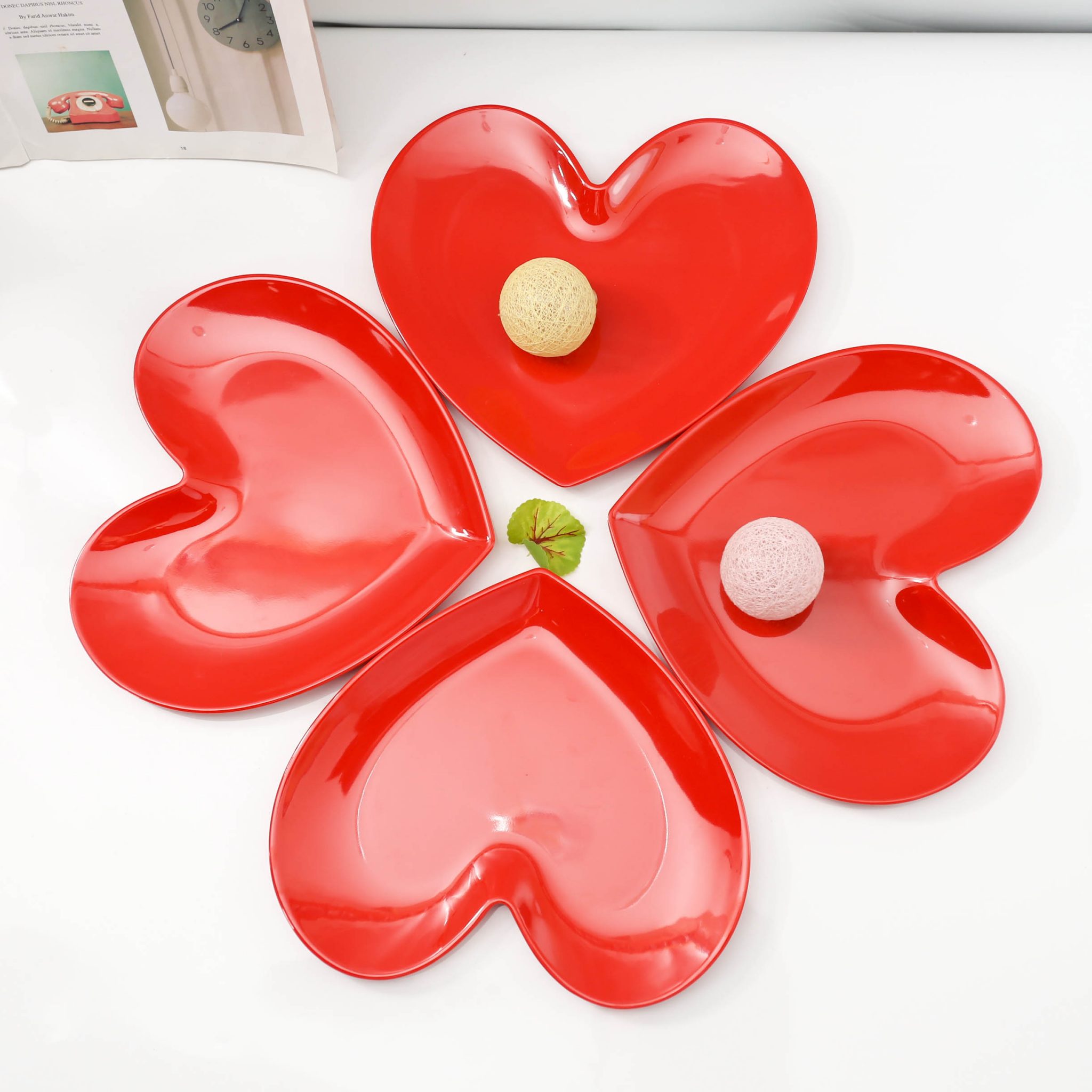 Red melamine heartshaped dinner plate