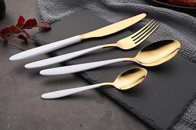 Stainless steel cutlery with white handle (1)