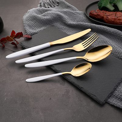 Stainless steel cutlery with white handle (1)