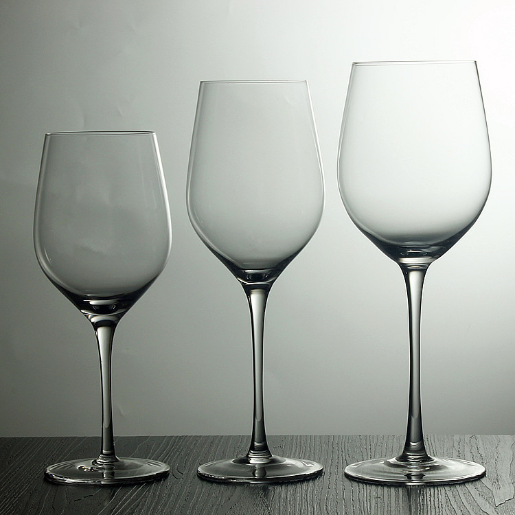 Various sizes of beautiful red wine goblets