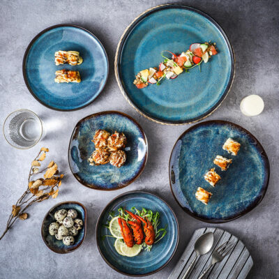 Blue reactive glaze dinnerware sets supplier collection