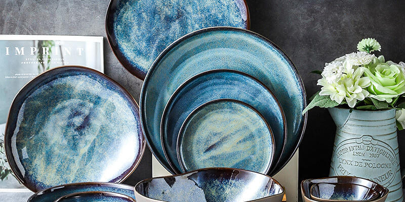 Blue reactive glaze dinnerware sets supplier collection