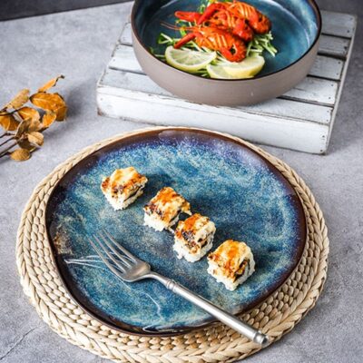 Blue reactive glaze dinnerware sets supplier collection