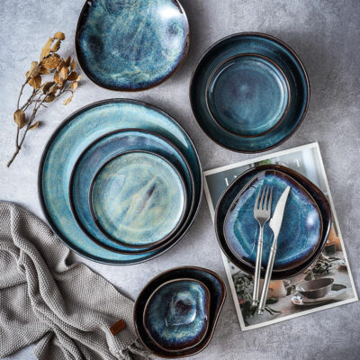 Blue reactive glaze dinnerware sets supplier collection