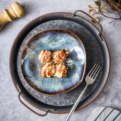 Blue reactive glaze dinnerware sets supplier collection