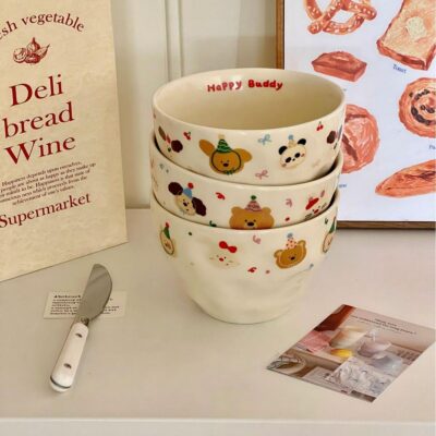 Cute cartoon ceramic bowls bulk dinnerware collection