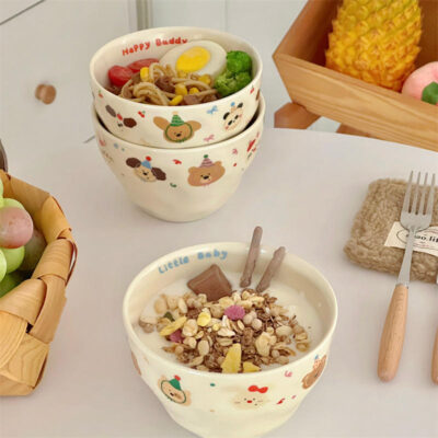 Cute cartoon ceramic bowls bulk dinnerware collection