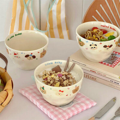 Cute cartoon ceramic bowls bulk dinnerware collection