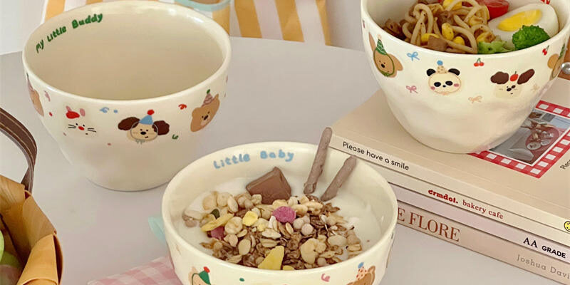 Cute cartoon ceramic bowls bulk dinnerware collection