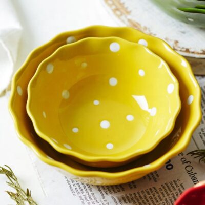 Colorful ceramic bowls for ramen, soup, and salad