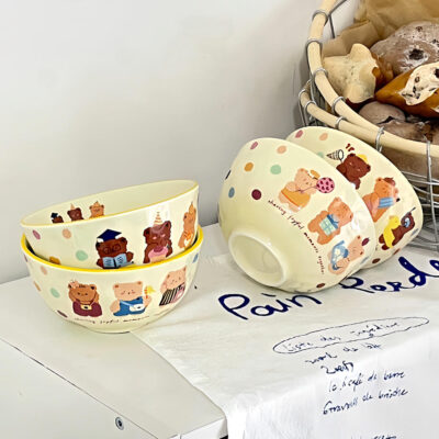 Wholesale personalized ceramic bowls with cute patterns