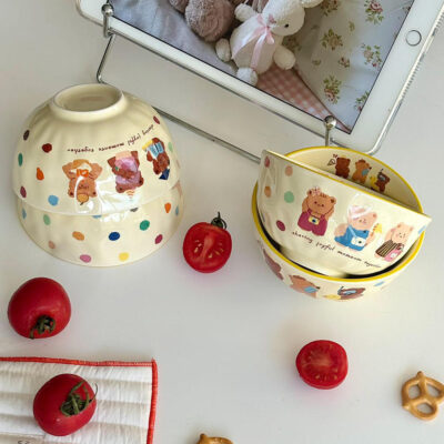 Wholesale personalized ceramic bowls with cute patterns