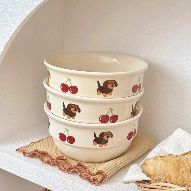 Wholesale personalized ceramic bowls with cute patterns