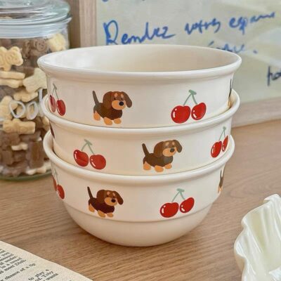 Wholesale personalized ceramic bowls with cute patterns