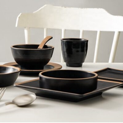 Durable black melamine dinnerware sets wholesale