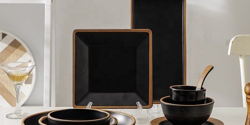 Durable black melamine dinnerware sets wholesale