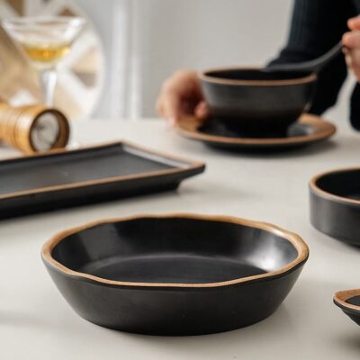 Durable black melamine dinnerware sets wholesale