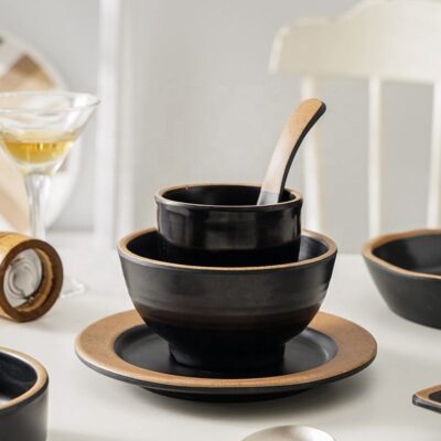 Durable black melamine dinnerware sets wholesale