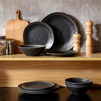 Durable black melamine dinnerware sets wholesale
