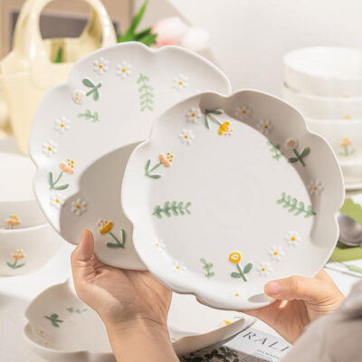 Embossed daisy dinnerware sets manufacturer collection