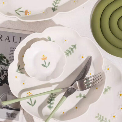 Embossed daisy dinnerware sets manufacturer collection