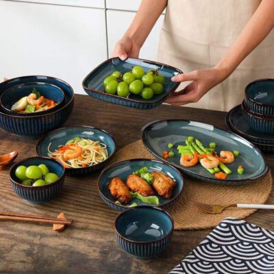 Gradient reactive glaze stone dinnerware sets manufacturer