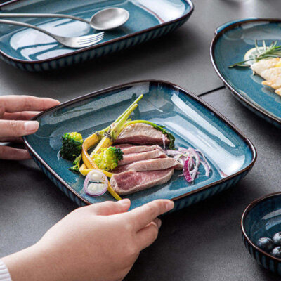 Gradient reactive glaze stone dinnerware sets manufacturer
