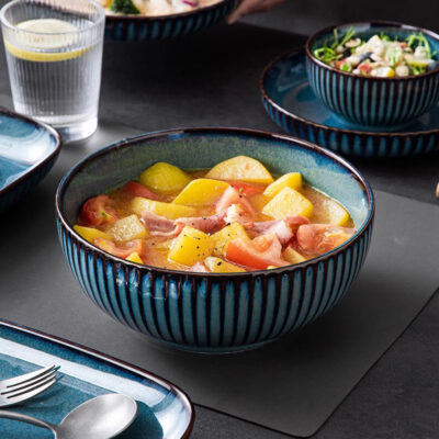 Gradient reactive glaze stone dinnerware sets manufacturer