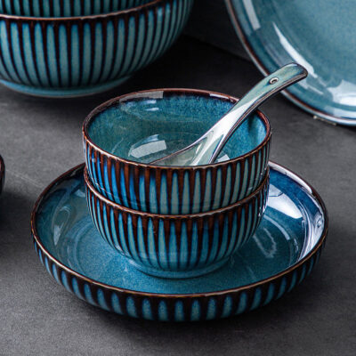 Gradient reactive glaze stone dinnerware sets manufacturer