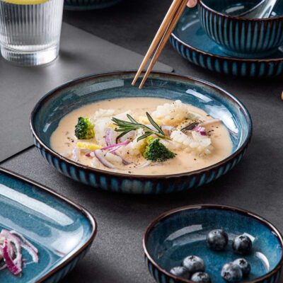 Gradient reactive glaze stone dinnerware sets manufacturer