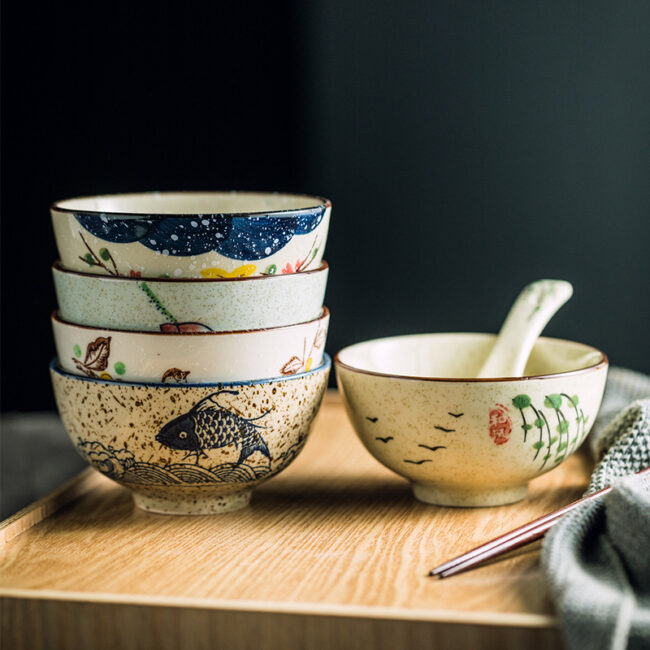 Creative Japanese ceramic bowls for dinnerware sets