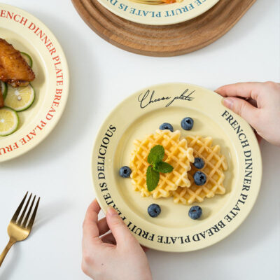 Korean INS cream letter ceramic plates bulk dinnerware