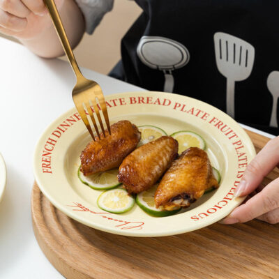 Korean INS cream letter ceramic plates bulk dinnerware