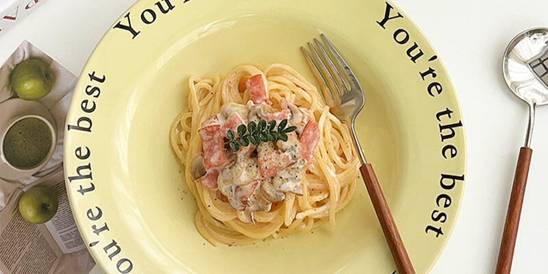 Korean INS cream letter ceramic plates bulk dinnerware