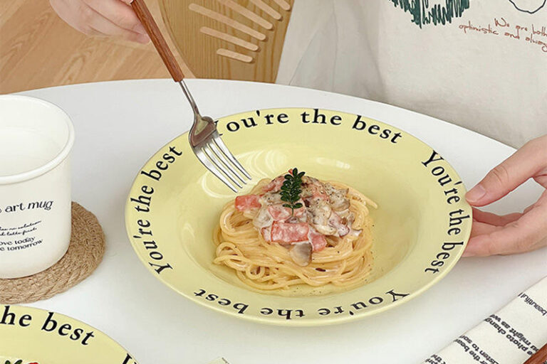 Korean INS cream letter ceramic plates bulk dinnerware