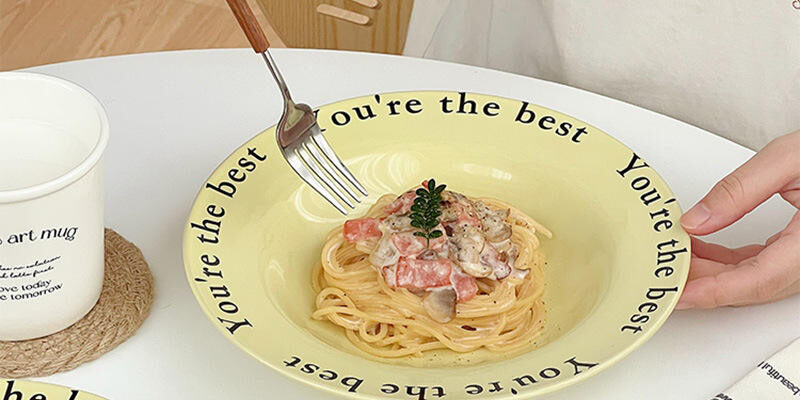 Korean INS cream letter ceramic plates bulk dinnerware