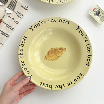 Korean INS cream letter ceramic plates bulk dinnerware