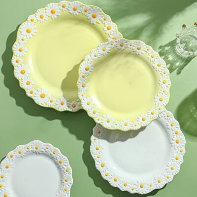 Minimalist daisy print dinnerware sets wholesale