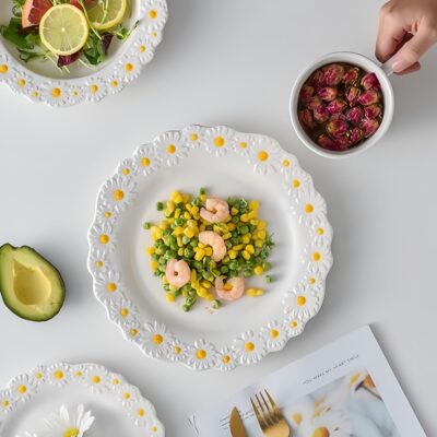 Minimalist daisy print dinnerware sets wholesale