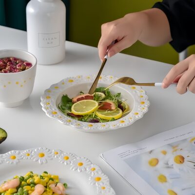 Minimalist daisy print dinnerware sets wholesale