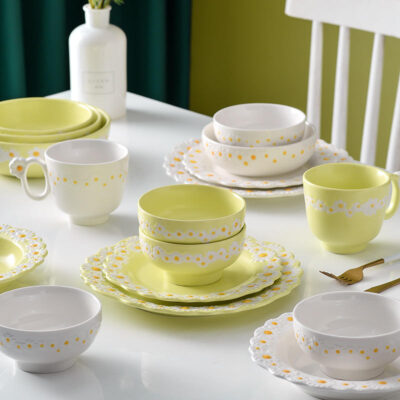 Minimalist daisy print dinnerware sets wholesale