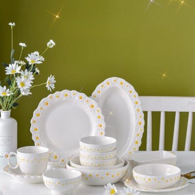 Minimalist daisy print dinnerware sets wholesale