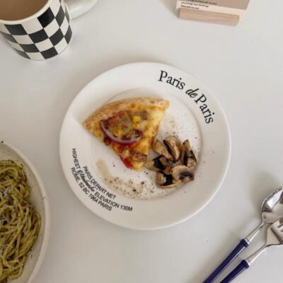 Custom minimalist letter ceramic plates for dinnerware