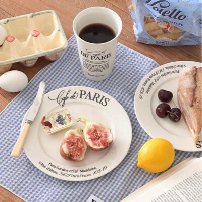 Custom minimalist letter ceramic plates for dinnerware