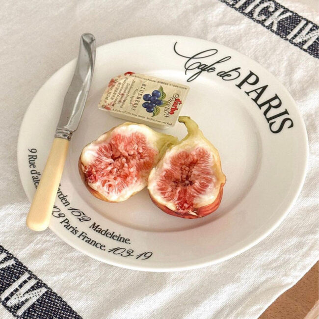 Custom minimalist letter ceramic plates for dinnerware