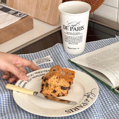 Custom minimalist letter ceramic plates for dinnerware