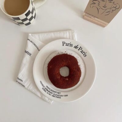 Custom minimalist letter ceramic plates for dinnerware